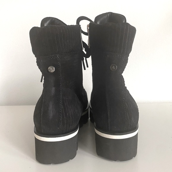 AQUATALIA “Myla” corduroy suede combat ankle boots black - Picture 8 of 12